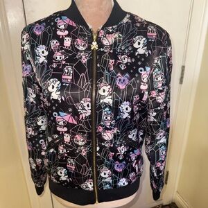Tokidoki Black Bomber Jacket with Colorful Characters